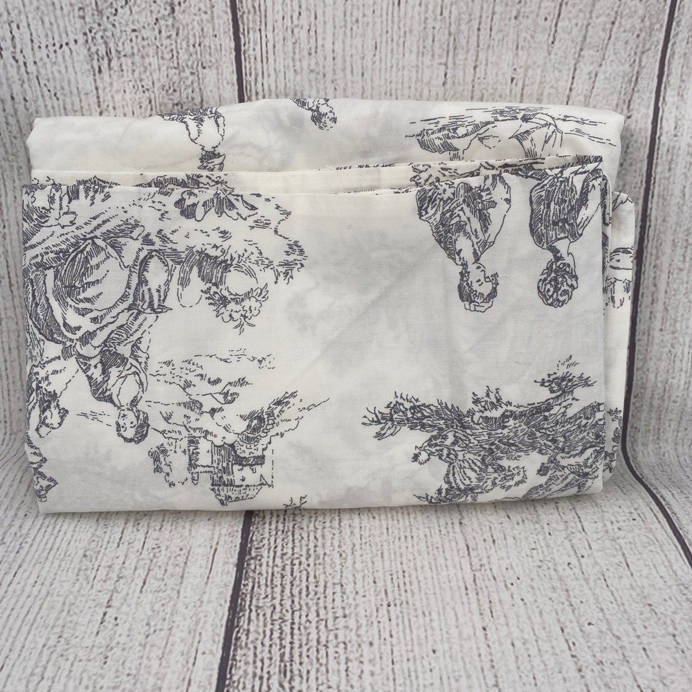 Cabbages & Roses King Sham Set Gray White Toile de Jouy Pastoral Farmhouse 2pc